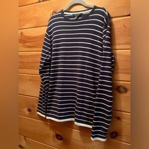 Cedarwood State Blue & White Striped Medium women’s Sweatshirt 100% cotton.